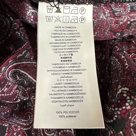 Michael Kors Womens Size 3X Burgundy Off Shoulder Paisley Ruffle Top Blouse NWT - Picture 8 of 9